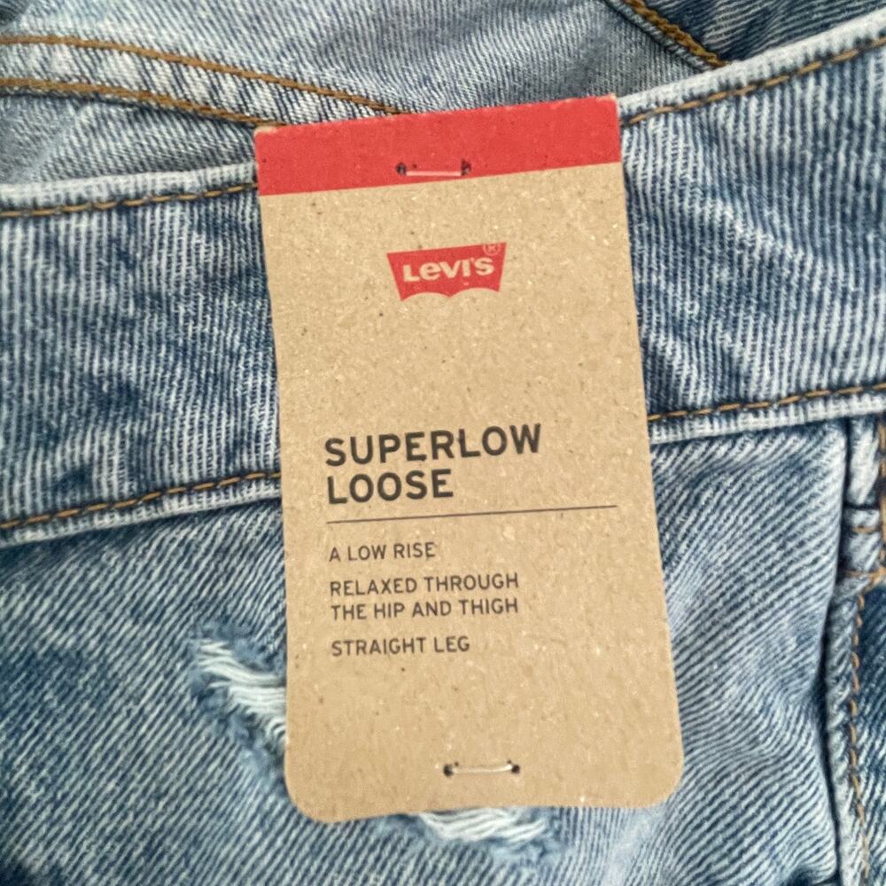 Levi’s Superlow Loose Jeans 34x32 Y2K Baggy Wide Leg Distressed NWT - Picture 5 of 7
